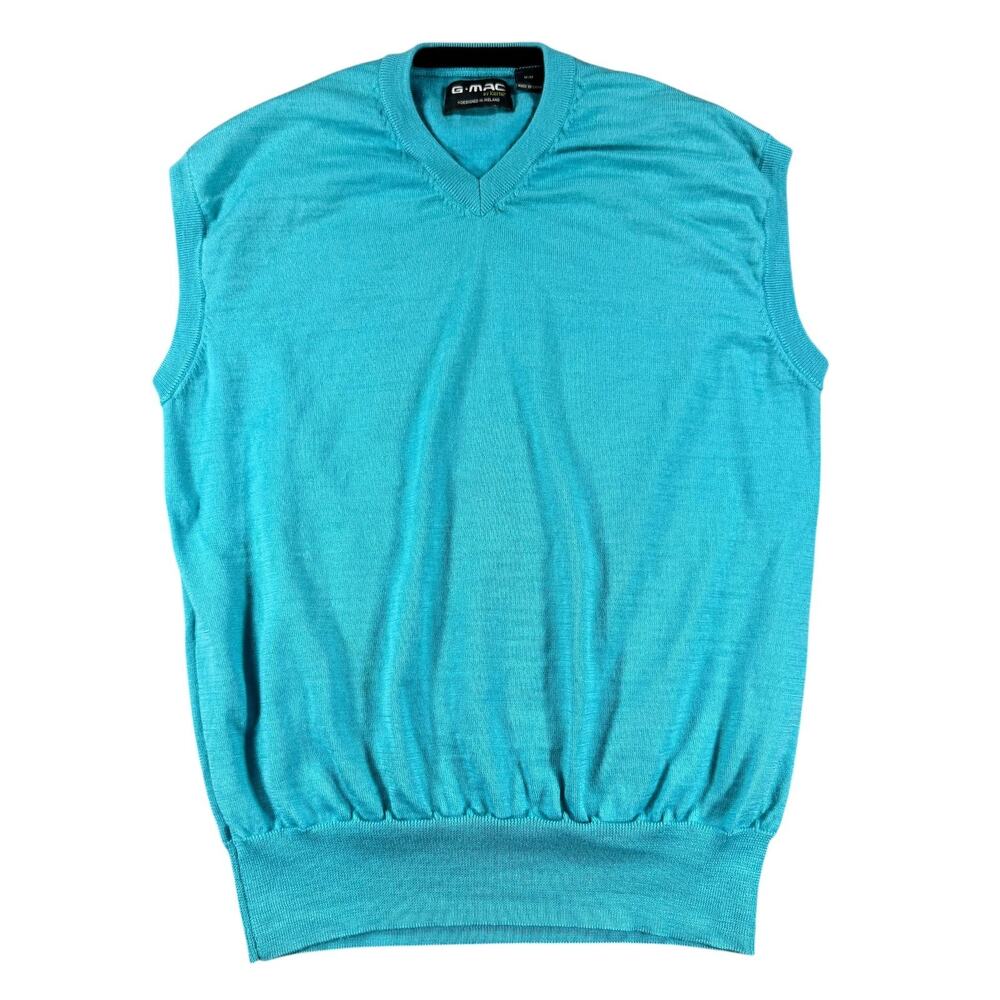 G-Mac by Kartel Golf Sweater Vest Men's Size Medium V-Neck Pullover Blue Preppy